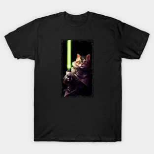 Fun Cat Print ~ AI Art ~ Fantasy Cat ~ Sci-fi Cat ~ Cats with Lightsabers T-Shirt